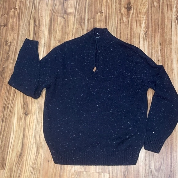 Crown & Ivy men’s Large pullover sweater knit quarter zip navy blue speckle - Picture 1 of 6